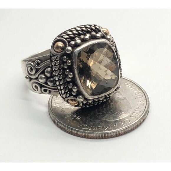 18k Gold and Sterling Silver Ring 925 Size 9.5 BA Bali Suarti Vintage - Picture 7 of 10